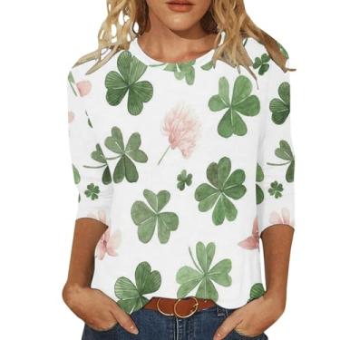 Imagem de Camiseta feminina de São Patrício Shamrock Lucky camisetas túnica verde festival irlandês, Caqui, XXG