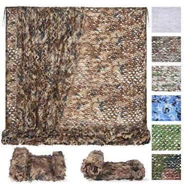 Imagem de Sposuit Rede camuflada de deserto 4,9 x 4,9 m – rede de camuflagem de tecido Oxford – persiana de caça para suporte de cervo, decoração de artigos de festa