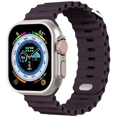 Imagem de AIRPROCE Compatível com Apple Watch Ocean Bands de 38 mm, 40 mm, 41 mm, 42 mm, 44 mm, 45 mm, 49 mm, pulseira esportiva de silicone macio para iWatch Ultra SE Series 8 7 6 5 4 3 2 1 Sport Edition para mulheres e homens (42/44/45/49 mm, sabugueiro)