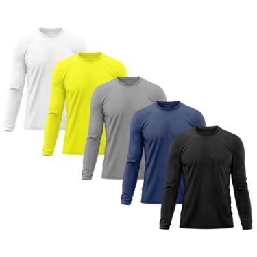 Imagem de Kit 5 Camisetas Térmicas Adriben Proteção Solar UV 50+ Dry Manga Longa Masculina-Masculino