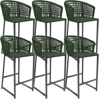 Imagem de Kit 06 Banqueta Área Gourmet Cozinha Varanda D04 Verde