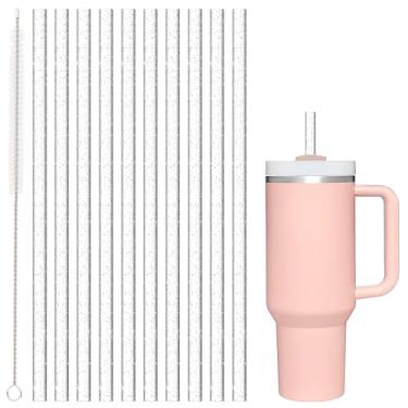 Imagem de Beonsky Canudo de substituição para Stanley|Simple Modern|Owala Copo de 1,134 g 850,5 g, pacote com 10, canudo de plástico reutilizável de 30 cm com escova de limpeza, lavável na lava-louças, durável