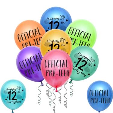 Imagem de 12th Birthday Balloons, Pack of 30 Assorted Color Official Pre-teen Happy 12th Birthday Latex Balloon Ribbons for Girls Boys Happy 12th Birthday Party Decorations 12 Years Old Birthday Supplies 12inch