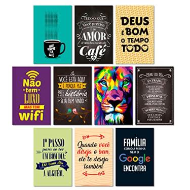 Imagem de Kit 10 Placas Decorativas Frases Família Leão Mdf 20x30 cm