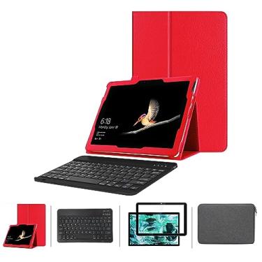 Imagem de Venepee (4 em 1) TCL Tab 10 Nxtpaper 5G Tablet teclado e protetor de tela protetor de tela de vidro temperado e capa para tablet TCL Tab 10 Nxtpaper 5G 10,4 polegadas Verizon (vermelho)