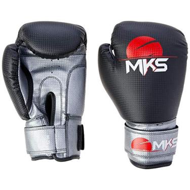 Imagem de Luva de Boxe Black & Silver para Muay Thai, Tamanho 12Oz, MKS, Preta e Prata