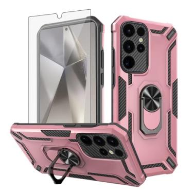 Imagem de Asuwish Capa de celular para Samsung Galaxy S24 Ultra 5G com protetor de tela de vidro temperado Suporte magnético fino suporte rígido híbrido robusto capa de celular S24Ultra 24S S 24 24Ultra