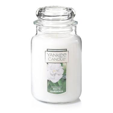 Imagem de Yankee Candle White Gardenia perfumado, clássico frasco grande de 650 ml, vela de pavio único, mais de 110 horas de tempo de queima