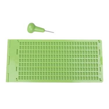Imagem de Braille escrita ardósia suprimentos de aprendizagem portátil placa de escrita braille com caneta para adultos iniciantes casa das mulheres dos homens, 9 linhas 30 células