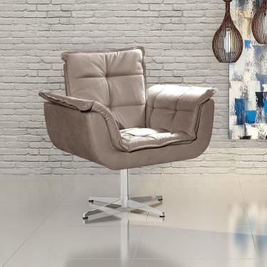 Imagem de Poltrona Giratória de Metal Opala Decoração Sala Recepção Cinza Capuccino