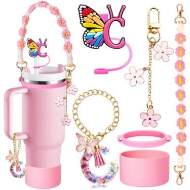 Imagem de Stanley Conjunto de acessórios de copo 6 peças para 850 g e 1,134 g, inclui tampa de capa de canudo de iniciais de silicone, bota, alça de alça de garrafa de água, anel de copo de borracha, pingente