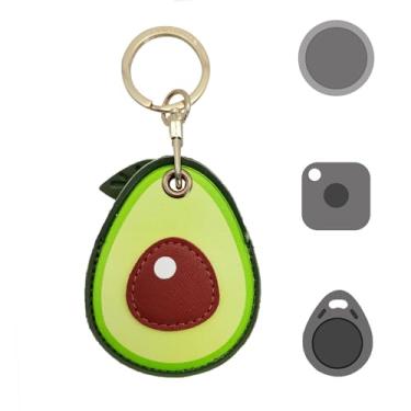 Imagem de Suporte de etiqueta inteligente universal adequado para Tile Mate, AirTag, Galaxy SmartTag, Eufy SmartTrack Link, chaveiro e capa de couro com chaveiros,, Abacate