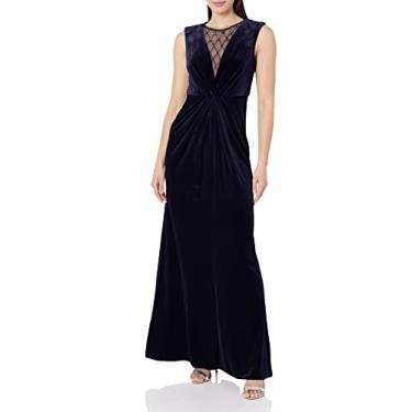 Imagem de Adrianna Papell Vestido feminino sereia de veludo com contas, Meia-noite, 21