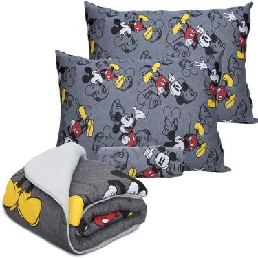 Imagem de Kit Jogo De Cama Infantil Malha + Edredom Mickey Mouse Cool Casal Disney 3 Peças Portallar