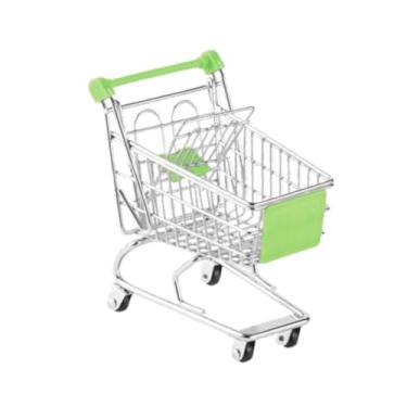 Imagem de IEUDNS Carrinho de compras para crianças Carrinho de empurrar para crianças Brinquedo decorativo Ornamento Casa de bonecas Móveis Divertido Supermercado, Verde
