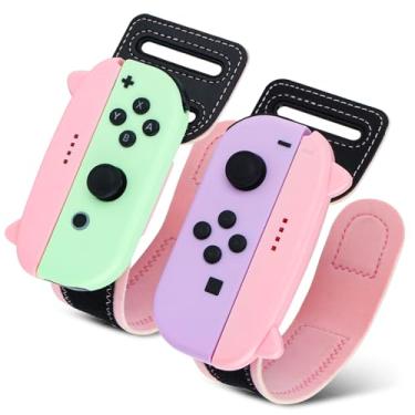 Imagem de JoyHood 2 Pack Wrist Band Straps compatible with Zumba Burn It Up for Switch/Switch OLED Joy-Con, Adjustable Elastic Strap Switch Controller Accessories (Pink)