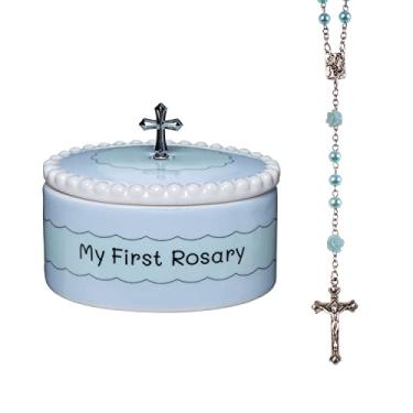 Imagem de Cascade Goods - Blue My First Rosary and Keepsake Box, presentes de batismo católico para meninos, presentes abençoados de primeira comunhão para meninos ou meninas, batizado de padrinhos