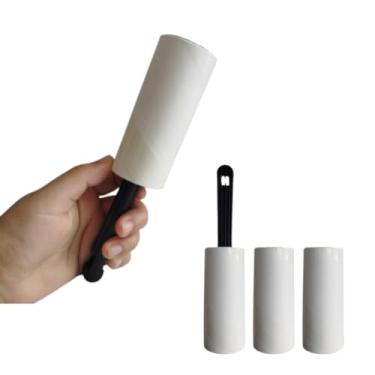 Imagem de Kit 3 Rolos Tira Pelo c/ 20 Folhas Adesivas Cada, Reutilizável, Extra Pegajoso, para Remoção de Pelos de Roupas Animais de Estimação, Poeira e Fiapos de Tecidos c/Facilidade, Refil Fácil de Trocar