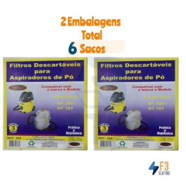 Imagem de Kit com 6 Sacos Descartáveis para Aspirador de Pó Karcher NT2501 e NT1