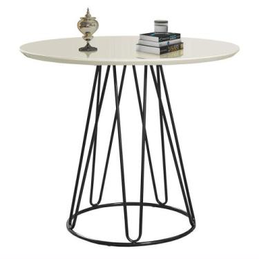 Imagem de Mesa Lateral De Canto Rubi Off White e Preta - C.E.M