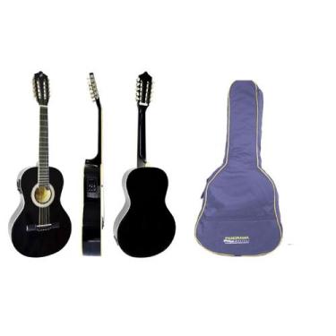 Imagem de Viola Caipira Giannini Eletrica Preta Vs14Eq + Acessórios