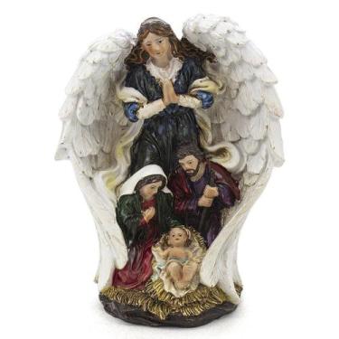 Imagem de Imagem Sagrada Família Anjo Asa Branca Resina 13 cm - San Francis