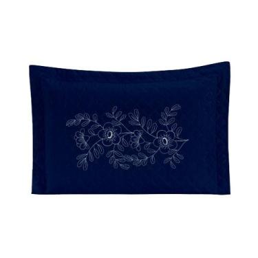 Imagem de Porta Travesseiro Bordado Matelado C/ Abas 70cm x 50cm - RAFALORO, Azu