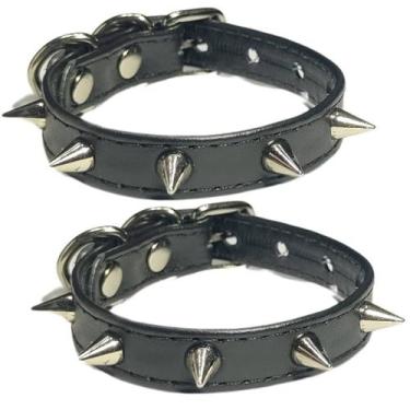 Imagem de Par de Pulseira bracelete Couro Spike Acessório Dark Fashion Grunge Gó