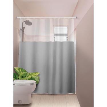 Imagem de Cortina Box com Visor Em PVC Para Banheiro Anti Mofo Com Ganchos - PLA