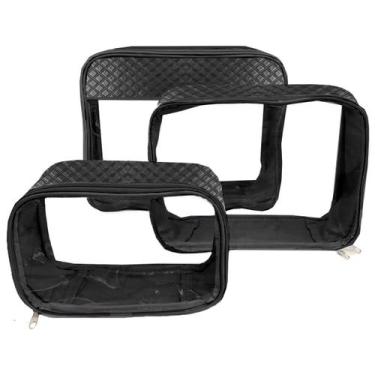 Imagem de Kit 3 Necessaire Transparente Infantil Grande Mala Viagem Bolsa Matern