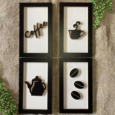 Imagem de Quadros decorativos café padaria cozinha copa moldura relevo - Souveni