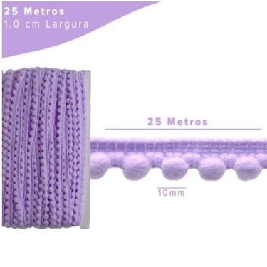 Imagem de Fita Pompom Lilás 10mm Rolo Com 25 Metros - Nybc