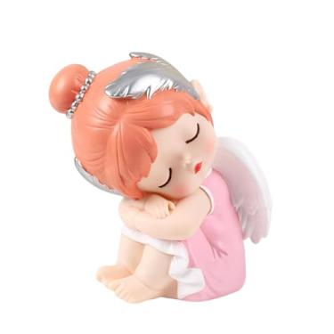 Imagem de UxicRuya Anjo Bonito Cofrinho Figura Decorativa Pensador Escultura para Decoração Do Quarto Lembranças Presente de Aniversário Prateleira Ornamento, Rosa Grande, Tamanho real