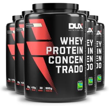 Imagem de Kit 5 Whey Protein Concentrado Dux Chocolate Branco 900g
