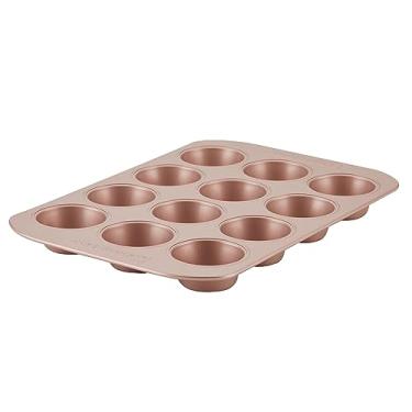 Imagem de Farberware 47776 Assadeiras Antiaderentes, Forma de Muffin/Forma de Cupcake - 12 xícaras, Ouro Rosa Vermelho