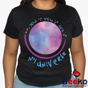 Imagem de Baby Look Coldplay 100% Algodão - You You Are My Universe - BTS - Rock