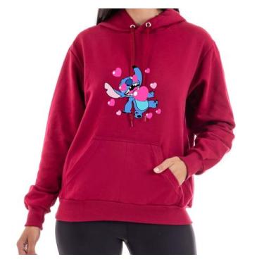 Imagem de Moletom Lilo e Sticth blusa flanelada unissex - AUTENTICO BUGRE, Bordô
