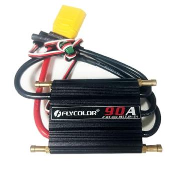 Imagem de SoloGood Flycolor 90A ESC Waterproof Brushless Electronic Speed Controller 2-6S with 5.5V 5A BEC and XT90 4.0mm Banana Head Connector for RC Boat