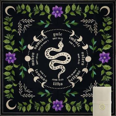 Imagem de Knana Tarot Cloth Altar Cloth Tarot Mat Witchcraft Tarot Cloth Silk for Reading Tarot Accessories Tarot Cloth for Spread - with Tarot Card Bag (Black Snake)