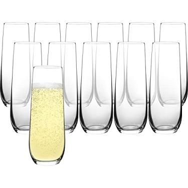 Imagem de FAWLES Conjunto de 12 taças de champanhe sem haste, copo de cristal, taças de champanhe de 236 ml, conjunto de copos Prosecco Mimosa