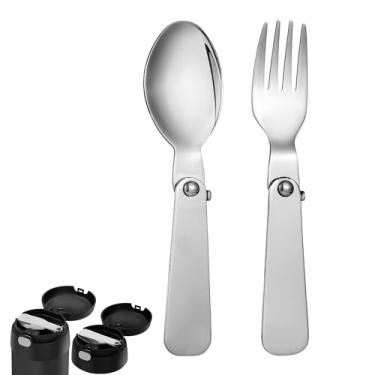 Imagem de Garfo de colher para THERMOS FUNTAINER, pote de comida de 283 g, conjunto de utensílios de mesa multifuncional, colher e garfo, de substituição de metal dobrável, para comida quente, almoço,
