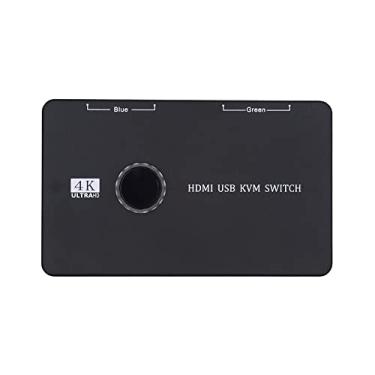 Imagem de cablecc KVM USB 2.0 e seletor de comutador HDMI 4K Dual PCs monitor de compartilhamento HDTV porta USB teclado mouse scanner impressora
