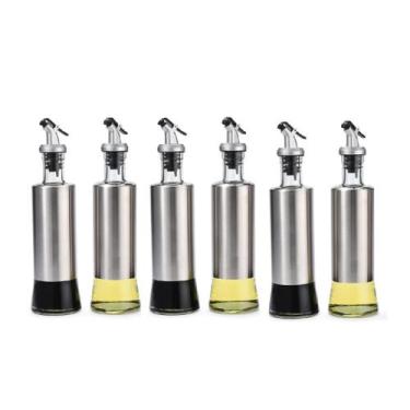 Imagem de Kit 6 Galheteiro Porta Azeite Vinagre Em Inox E Vidro 300ml - Yab, YAB