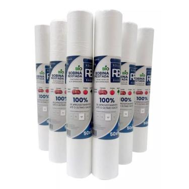 Imagem de Fardo 6 Bobina Plástica Picotada Fundo Reto 50x60 P/11kg - Rolls Bags