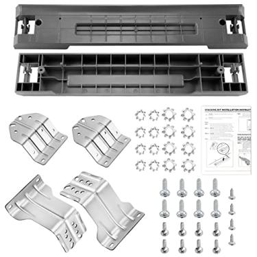 Imagem de Kit de empilhamento SKK-8K e SKK-7A atualizado adequado para lavadora e secadora Samsung de 68 cm de carga frontal da Techecook – Kit empilhável de lavadora e secadora, incluindo todas as peças – Substitua para SK-5A SK-5AXAA