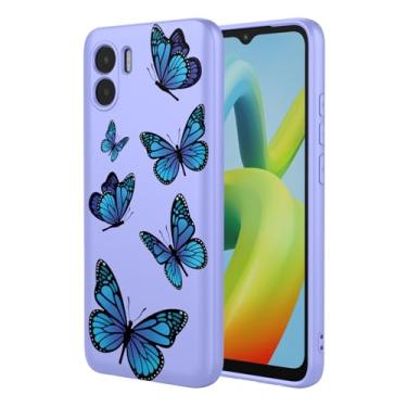 Imagem de HTXWXJC Capa de telefone para Redmi A1, capa Redmi A2, 220733SI 23026RN capa à prova de choque flexível bumper TPU capa macia padrão borboleta capa de telefone para Xiaomi Redmi A1 borboleta roxa