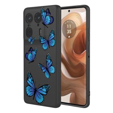 Imagem de HTXWXJC Capa de celular para Moto Edge 50 Ultra, Motorola Edge X50 Ultra XT2401-2, à prova de choque, flexível, amortecedor, TPU, capa macia com estampa de borboleta para Motorola Edge 50 Ultra Black