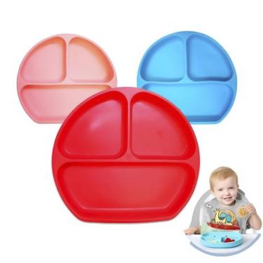 Imagem de Pratinho Infantil 3 Divisórias Em Silicone Com Ventosa - Dantas, Rosa