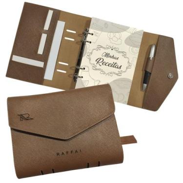 Imagem de Agenda Minhas Receitas 171-R Personalizada Raffai Couros, Caramelo