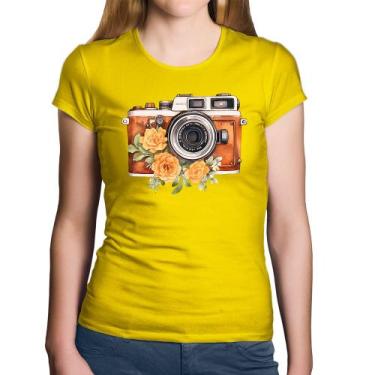 Imagem de Baby Look Algodão Máquina Fotográfica Vintage e Flores - Foca na Moda,